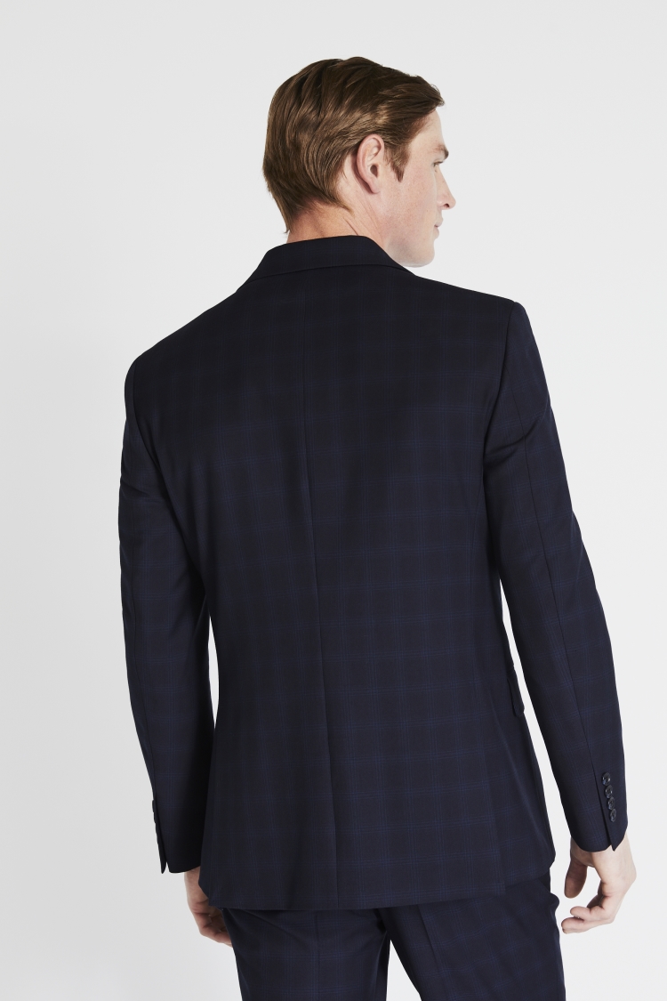 Tailored Fit Navy Check Jacket