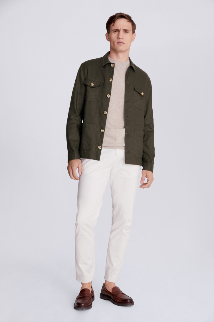 Khaki Linen Safari Shirt