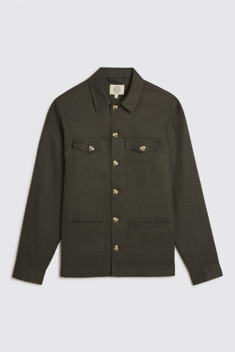 Khaki Linen Safari Shirt | Buy Online at Moss