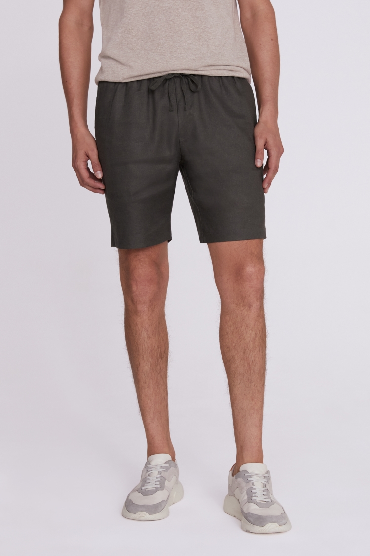 Khaki Linen Casual Shorts