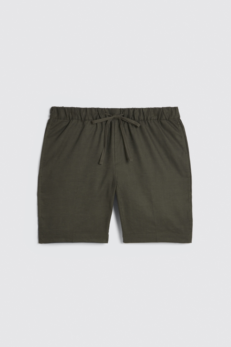 Khaki Linen Casual Shorts