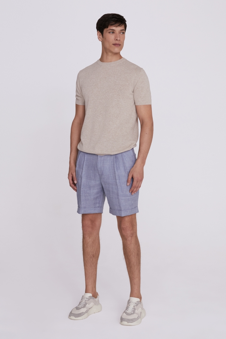 Light Blue Linen Formal Shorts