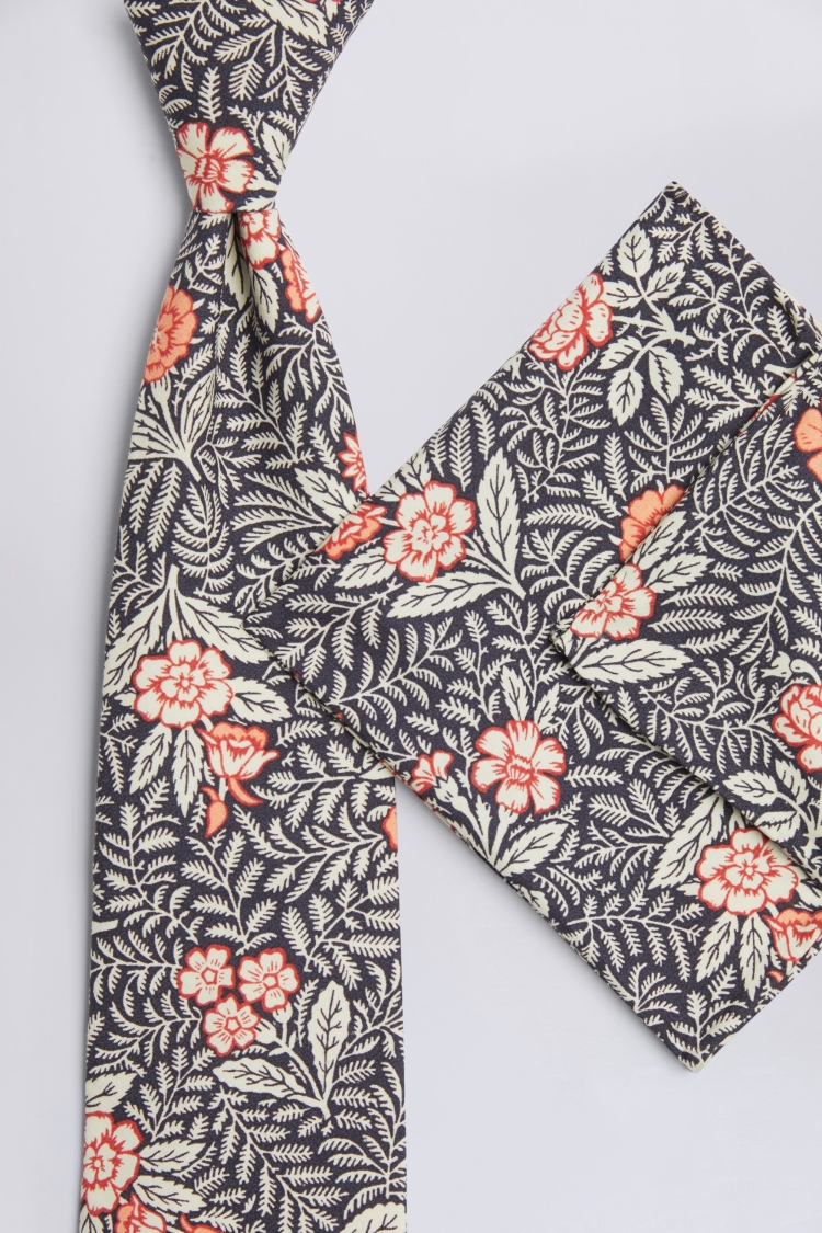 Navy Floral Tie Made with Liberty Fabric