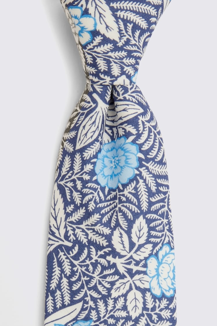 Blue Floral Tie Made with Liberty Fabric
