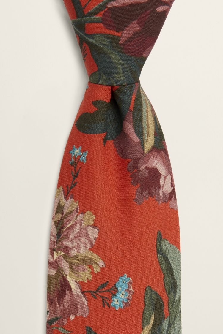 Red Floral Tie Made with Liberty Fabric