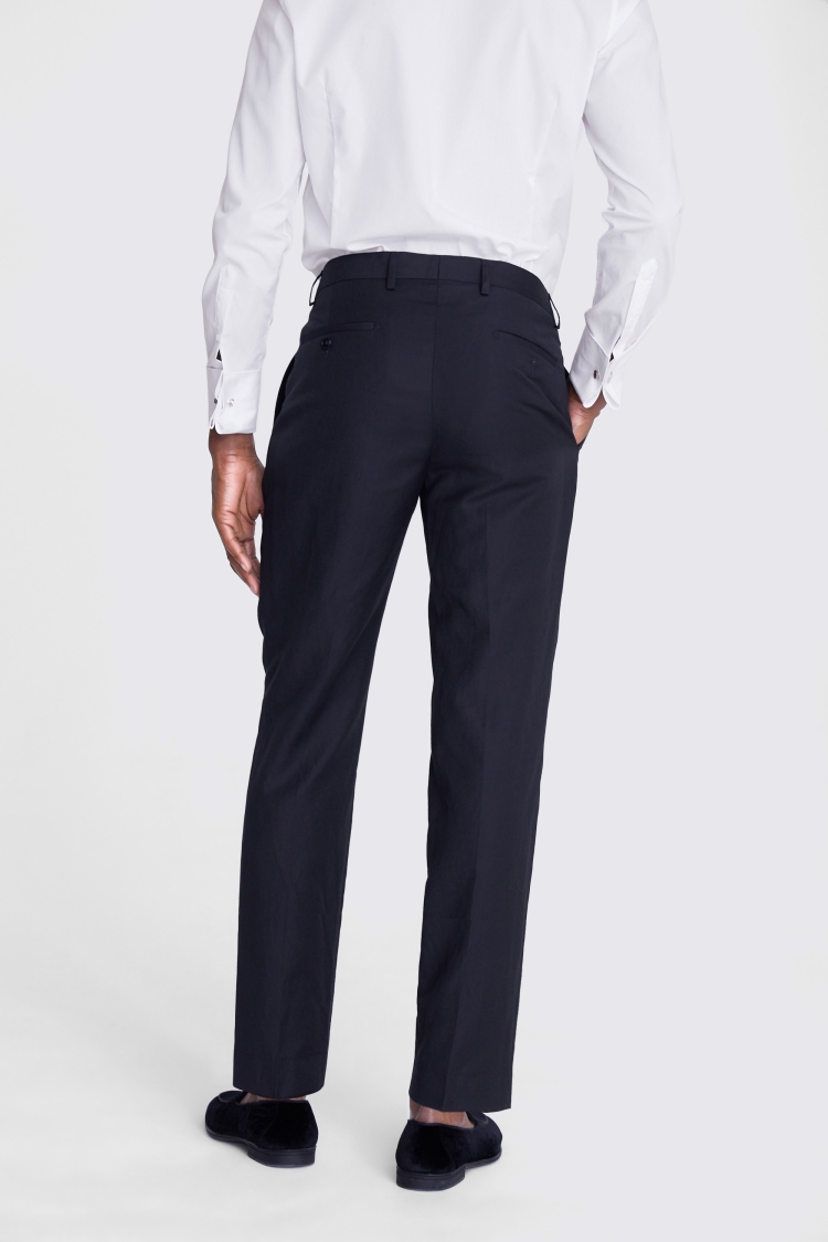 Slim Fit Navy Slub Trousers