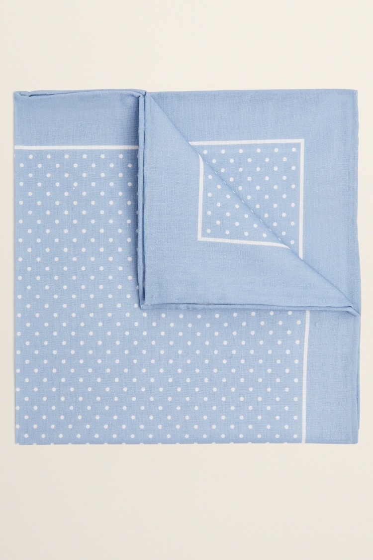Sky White Pindot Cotton Pocket Square