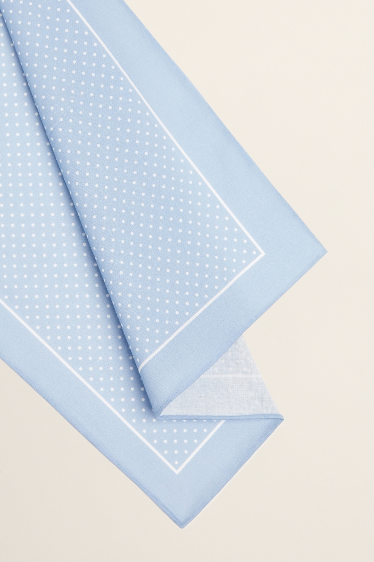 Sky White Pindot Cotton Pocket Square