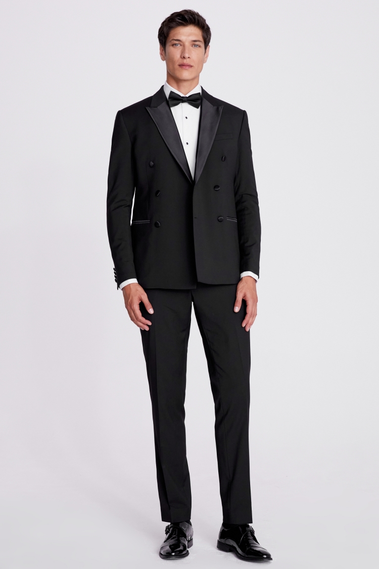 Slim Fit Black Double Breasted Tuxedo