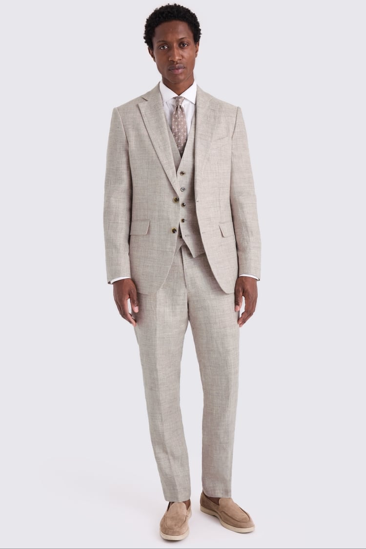 Tailored Fit Oatmeal Linen Jacket | Buy Online at Moss