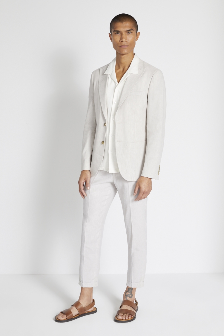 Slim Fit Beige Linen Suit