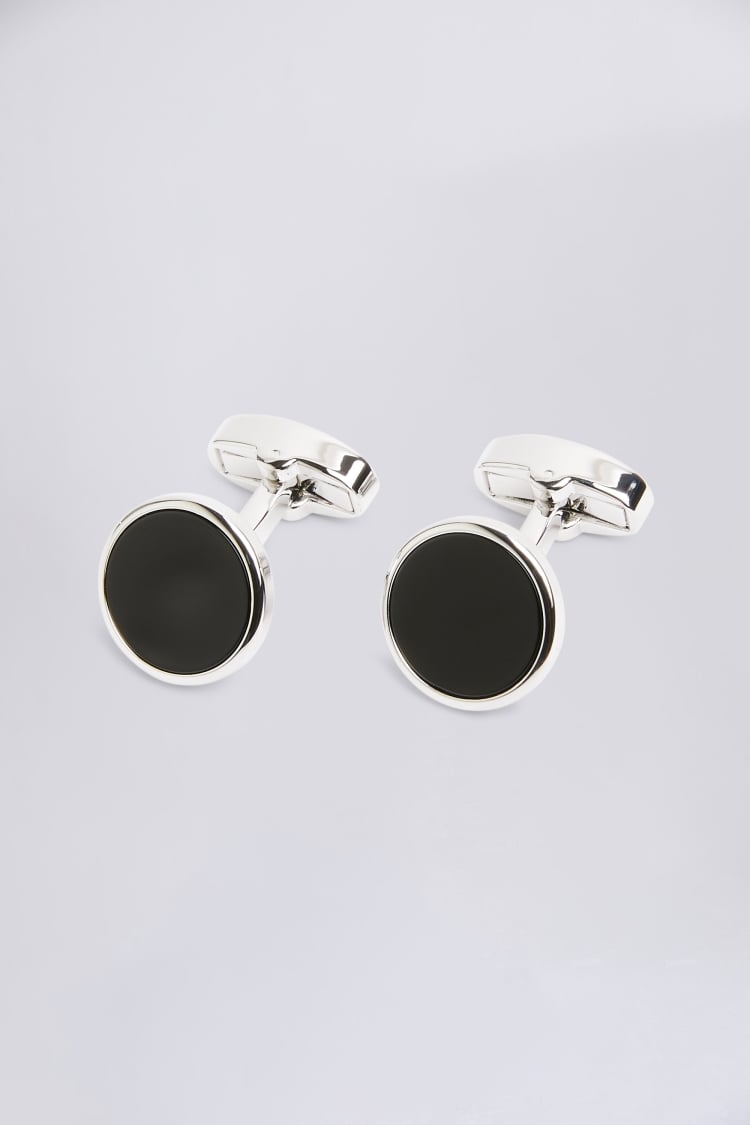 Silver Onyx Cufflinks | Buy Online at Moss