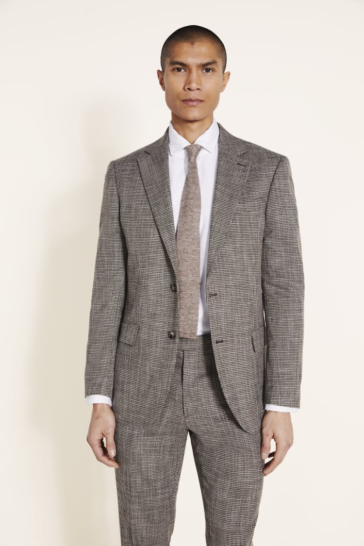 Tailored Fit Brown Puppytooth Suit