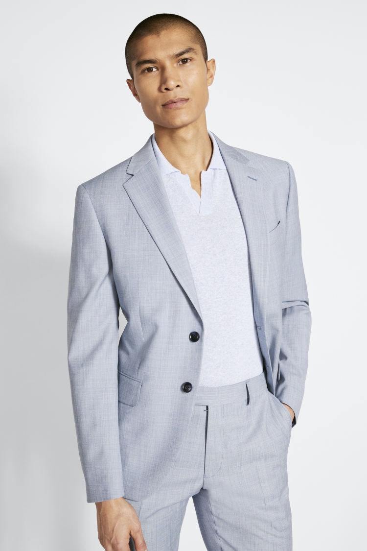 DKNY Slim Fit Light Blue Sharkskin Jacket