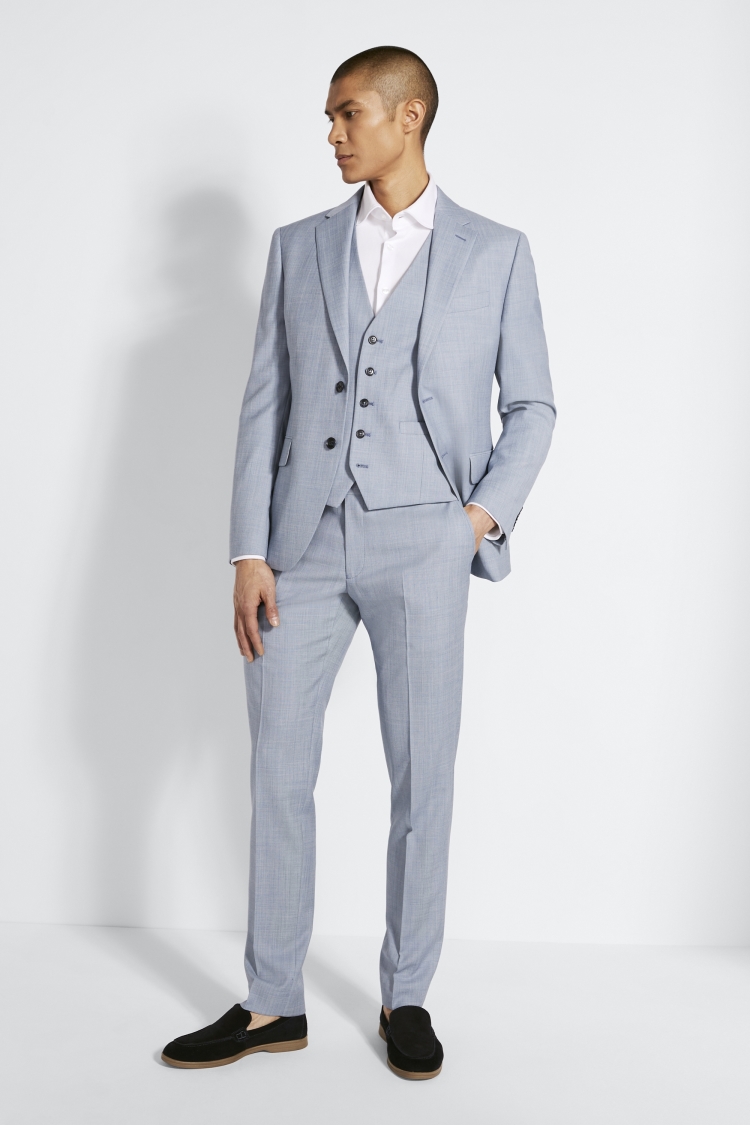 DKNY Slim Fit Light Blue Sharkskin Jacket