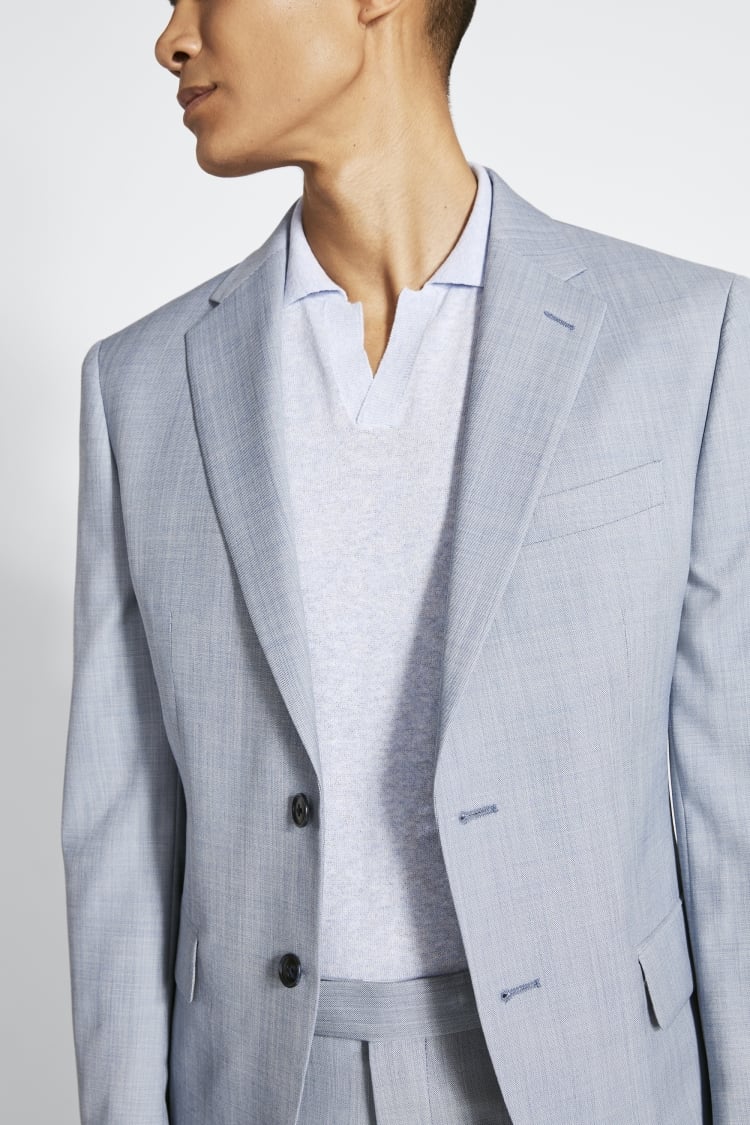 DKNY Slim Fit Light Blue Sharkskin Jacket