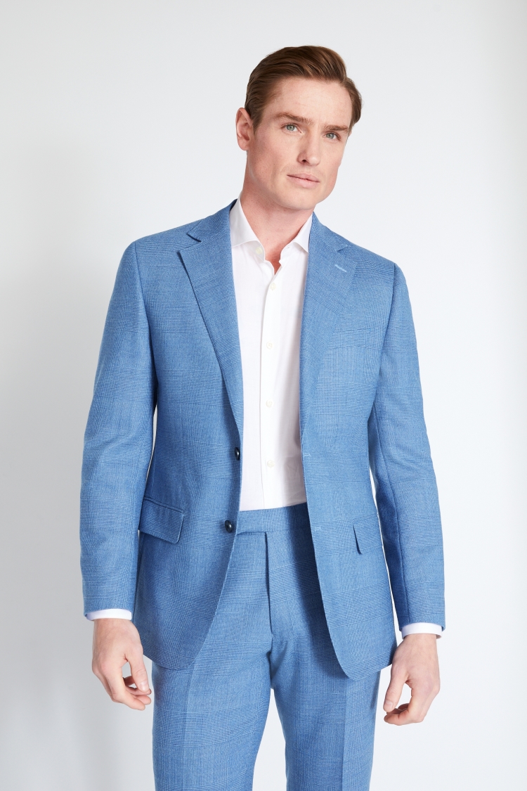 Tailored Fit Blue Check Performance Suit