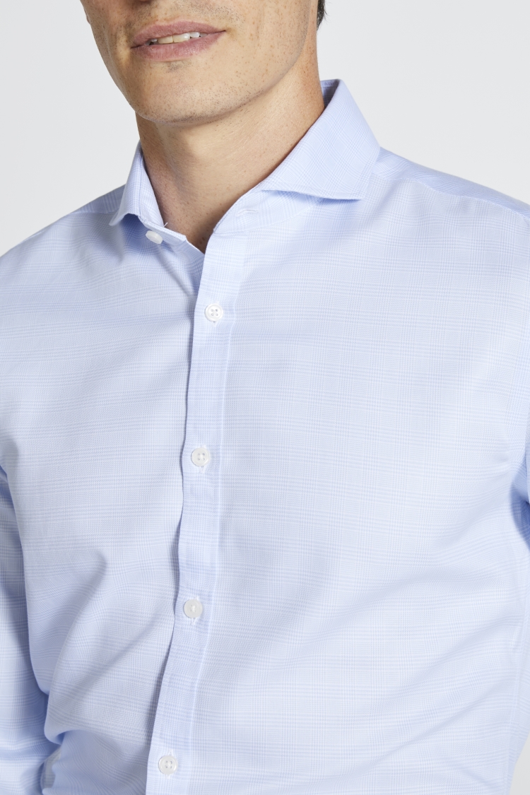 Slim Fit Sky Prince of Wales Check Non-Iron Shirt | Buy Online at Moss