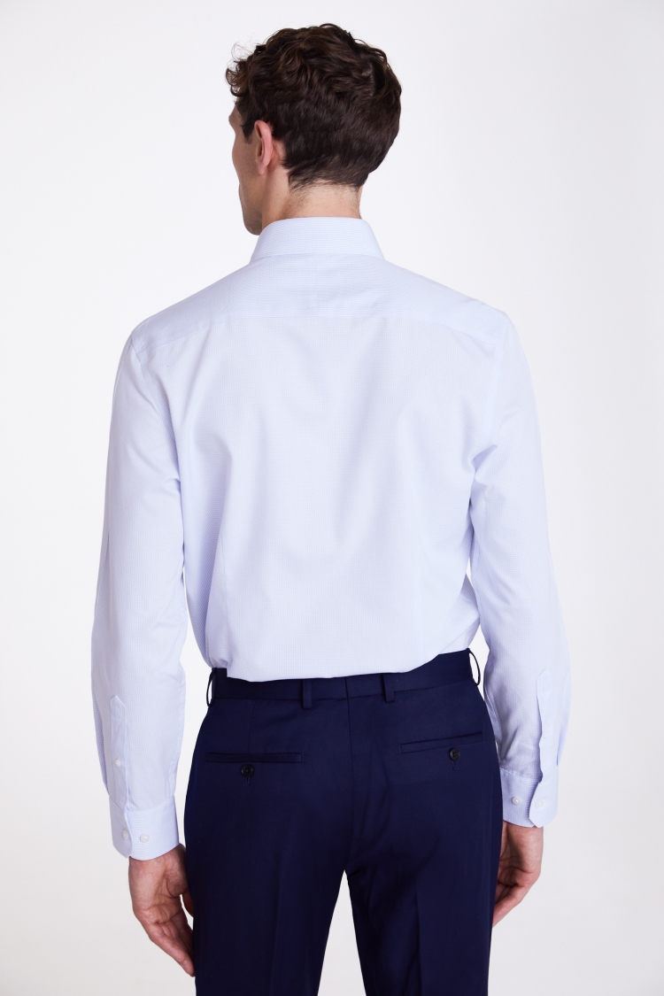 Tailored Fit Blue Check Non-Iron Shirt | Buy Online at Moss