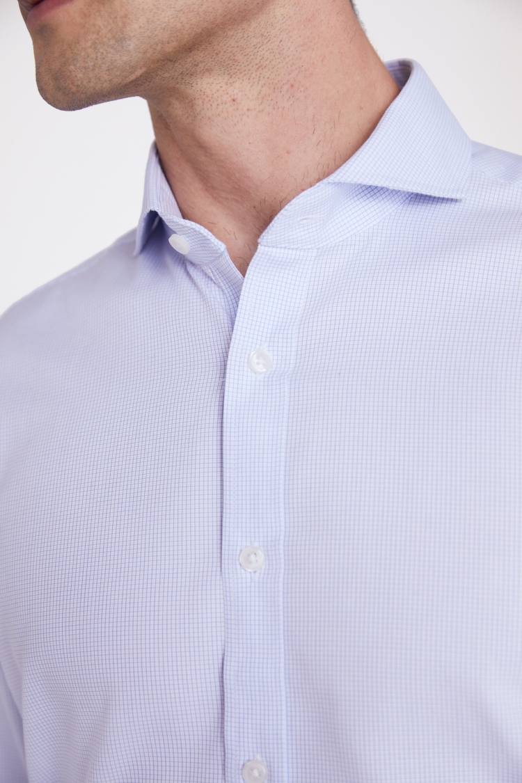 Tailored Fit Blue Check Non-Iron Shirt | Buy Online at Moss