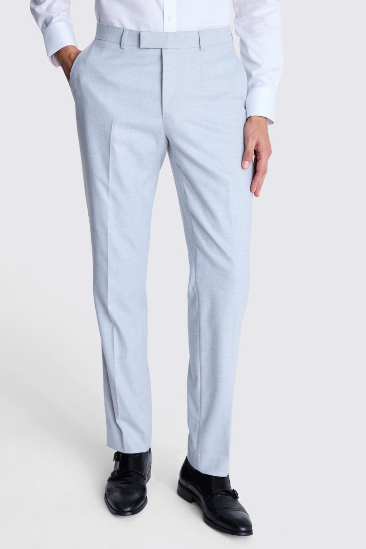 Tailored Fit Light Grey Flannel Trousers