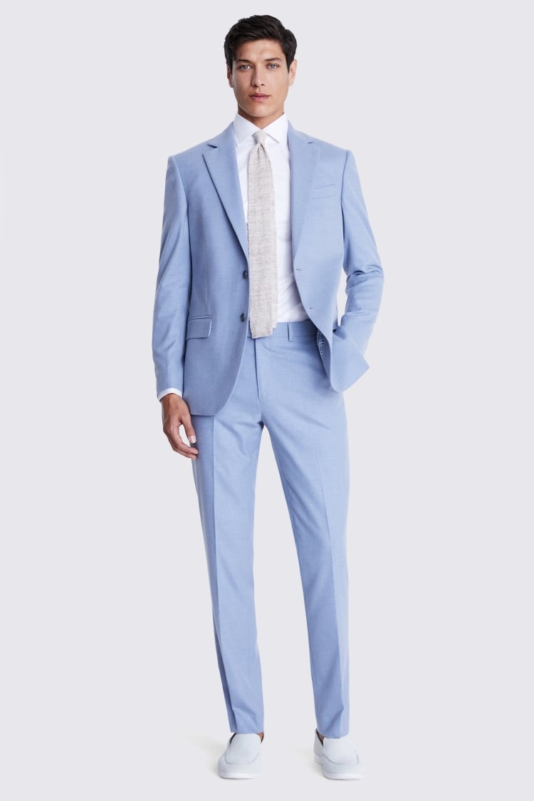 Tailored Fit Light Blue Flannel Suit