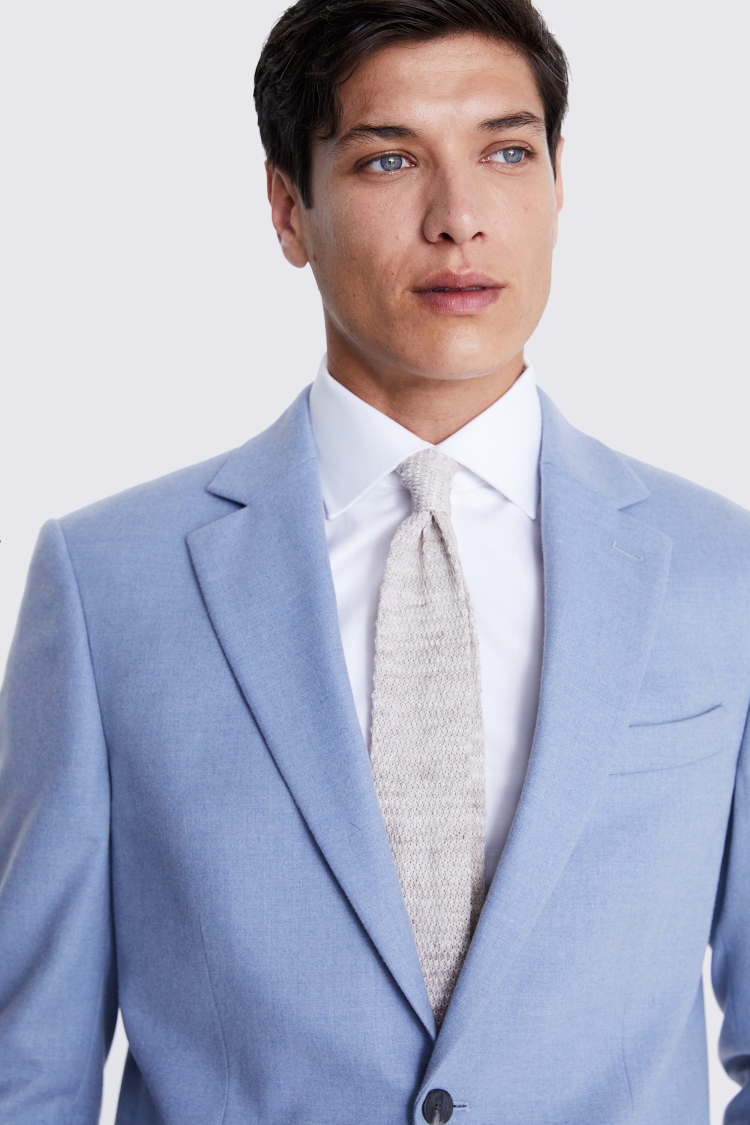 Tailored Fit Light Blue Flannel Suit