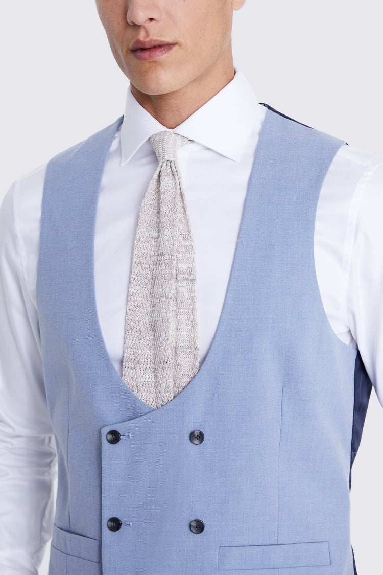 Tailored Fit Light Blue Flannel Waistcoat