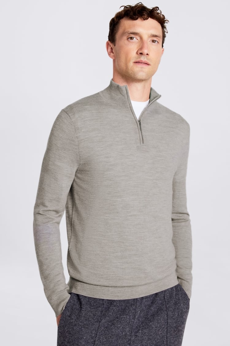 Ecru Chunky Half Zip Jumper