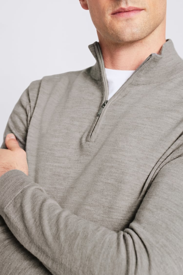 Ecru Chunky Half Zip Jumper