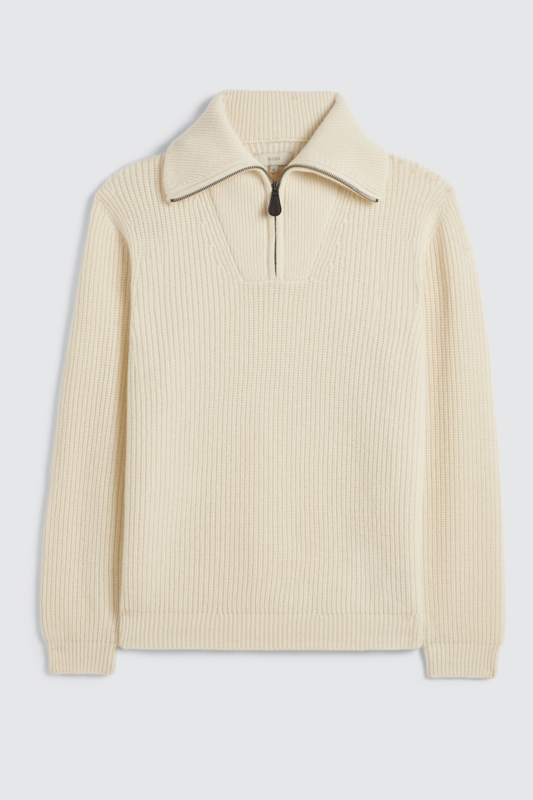 Ecru Chunky Half Zip Jumper