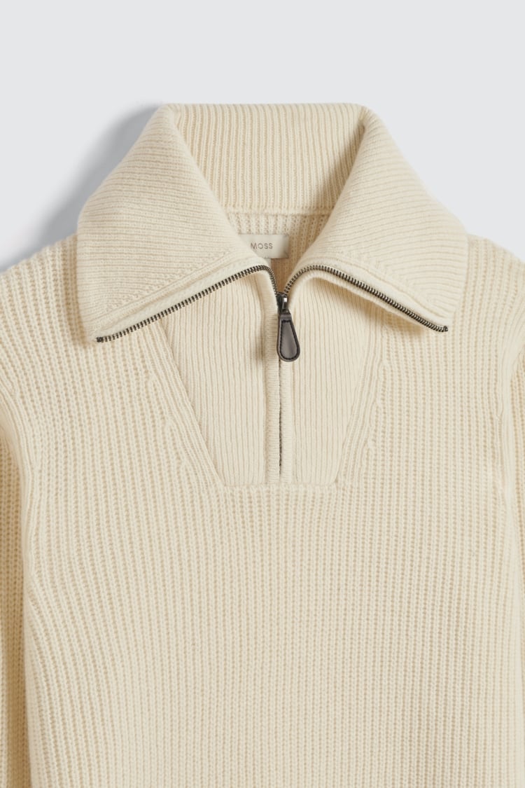 Ecru Chunky Half Zip Jumper