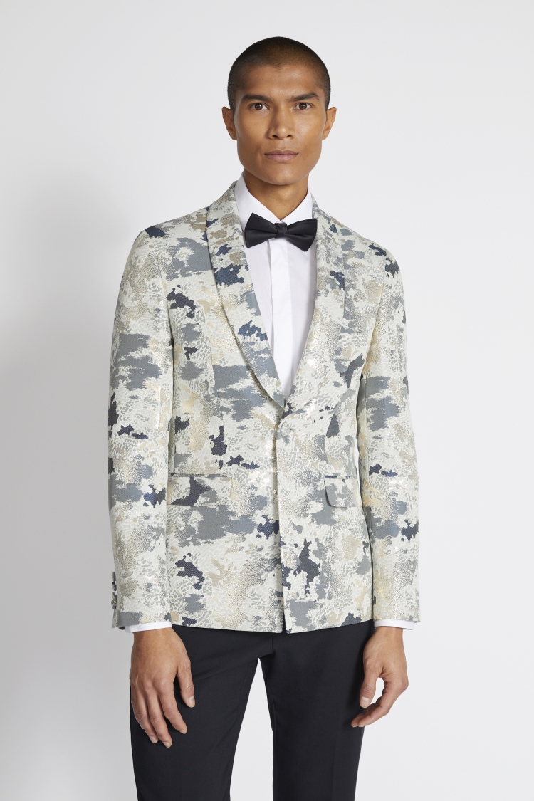 Slim Fit Ecru Brocade Dress Jacket | Buy Online at Moss