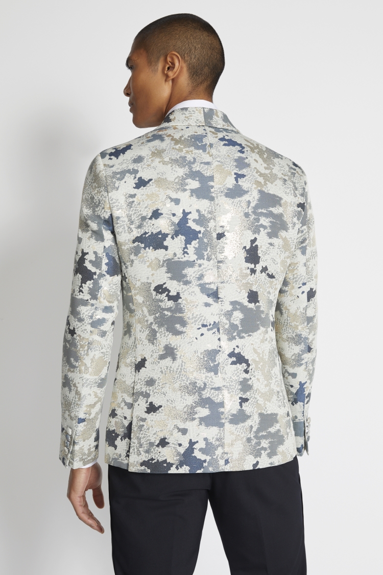 Slim Fit Ecru Brocade Dress Jacket