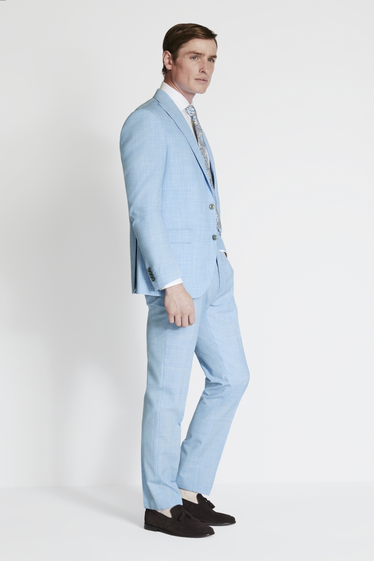 French Connection Slim Fit Sky Blue Marl Suit