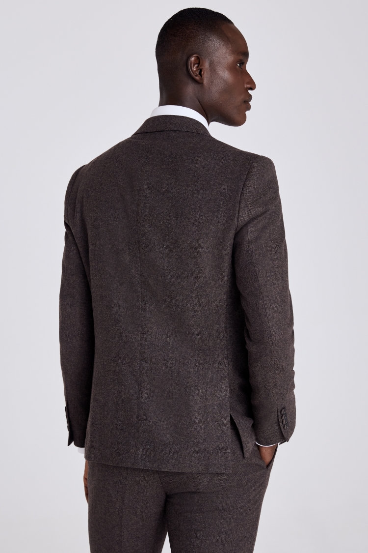 Slim Fit Brown Herringbone Jacket