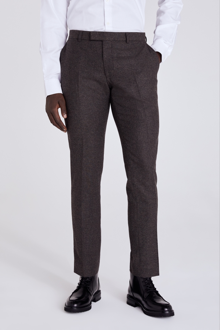 Slim Fit Brown Herringbone Suit