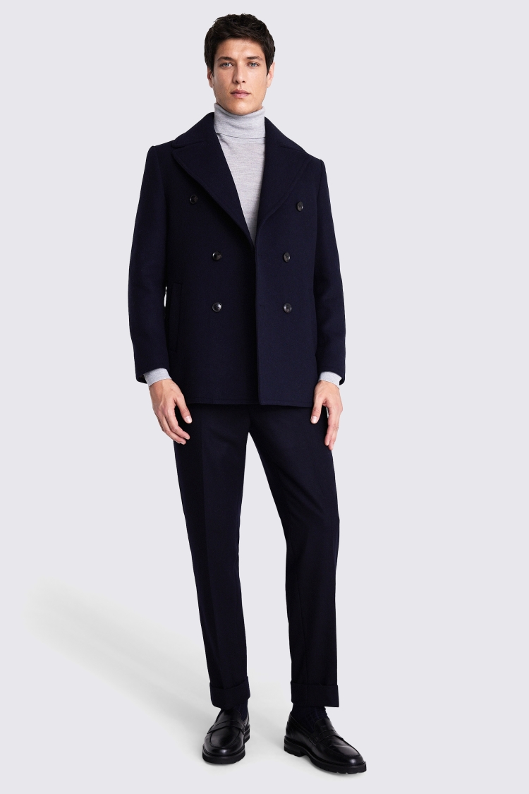 Navy double store breasted peacoat