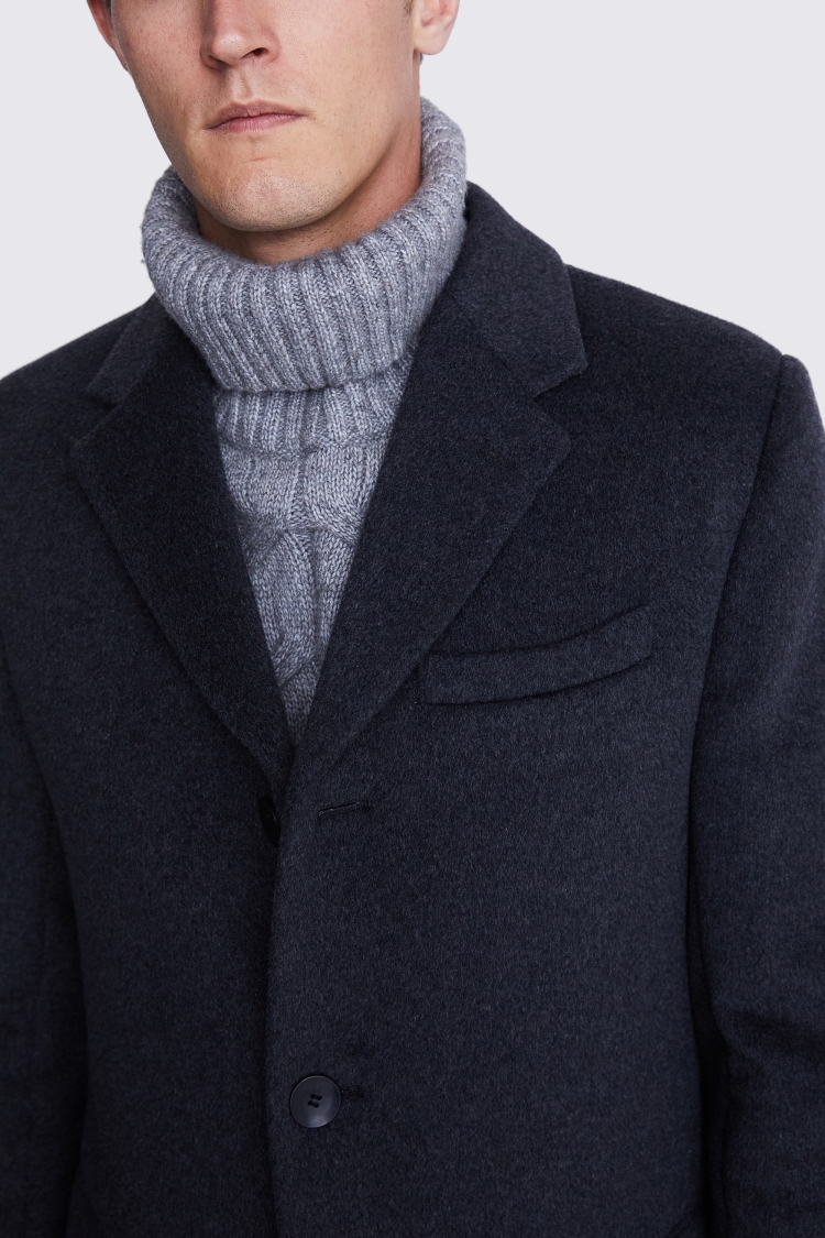 Charcoal Wool Cashmere Blend Overcoat