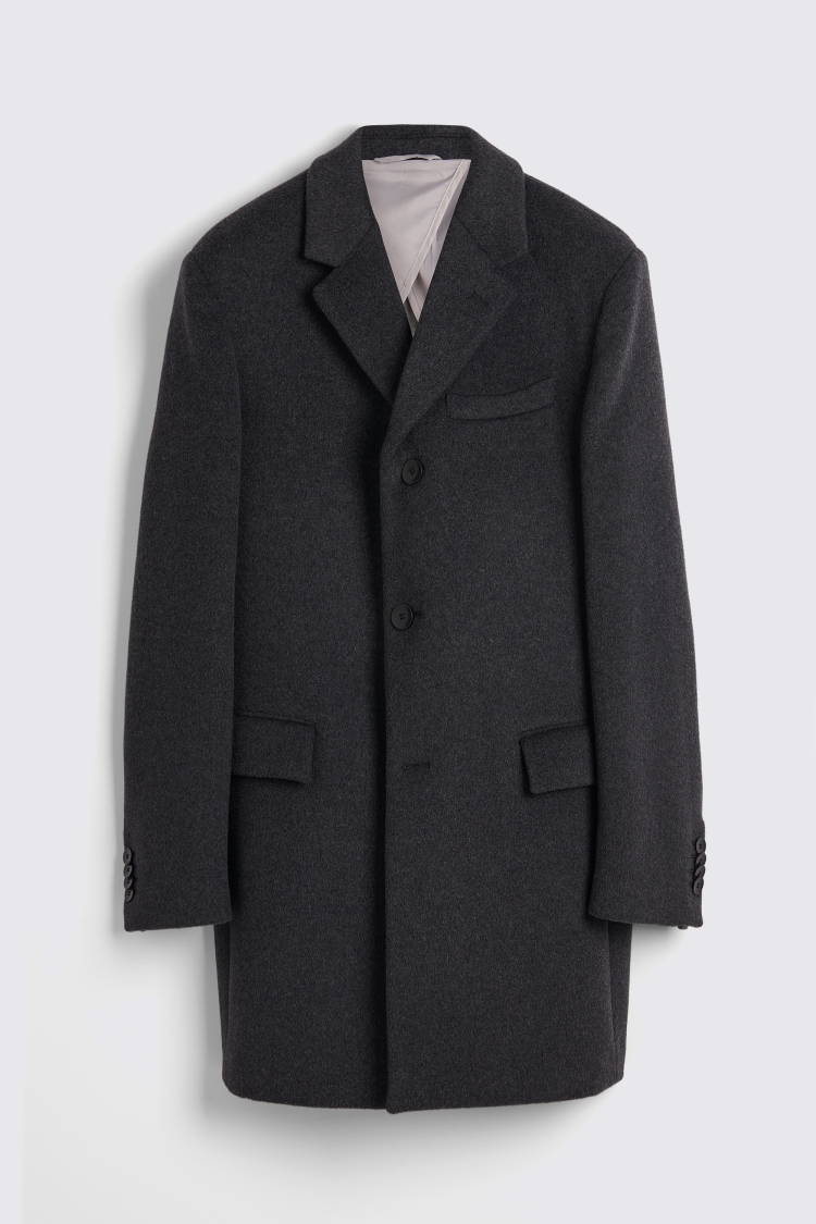 Charcoal Wool Cashmere Blend Overcoat Buy Online at Moss