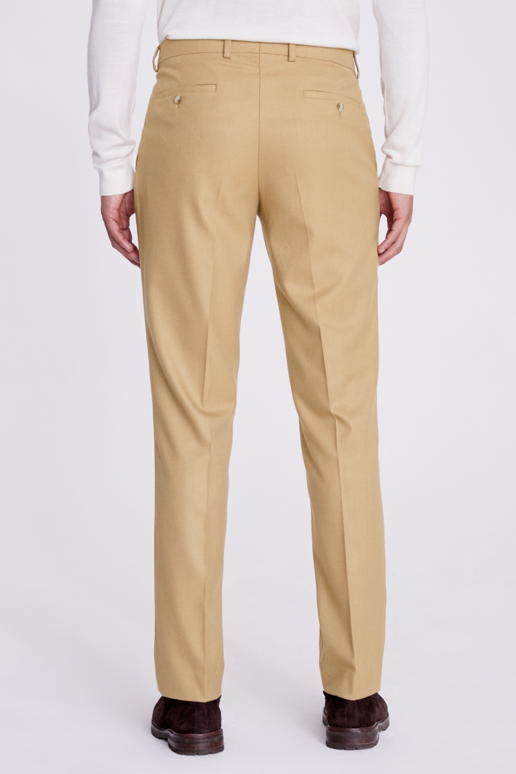 Slim Fit Camel Flannel Trousers