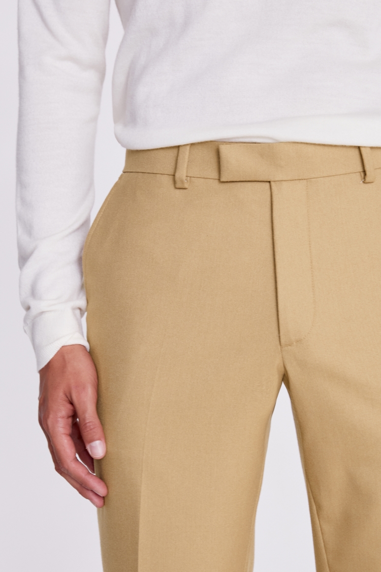 Slim Fit Camel Flannel Trousers