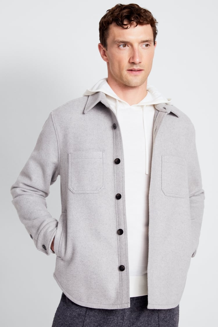 Light-Grey Flannel Shacket | Buy Online at Moss