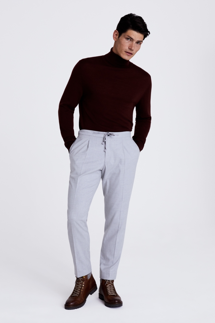 Tailored Fit Dusty Blue Linen Trousers