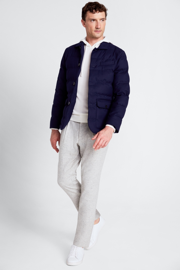 Navy Flannel Wadded Blazer | Buy Online at Moss