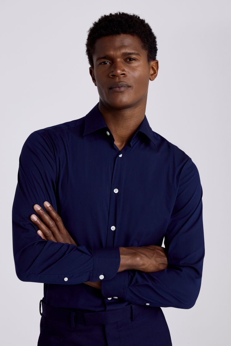 Tailored Fit Navy Performance Stretch Shirt