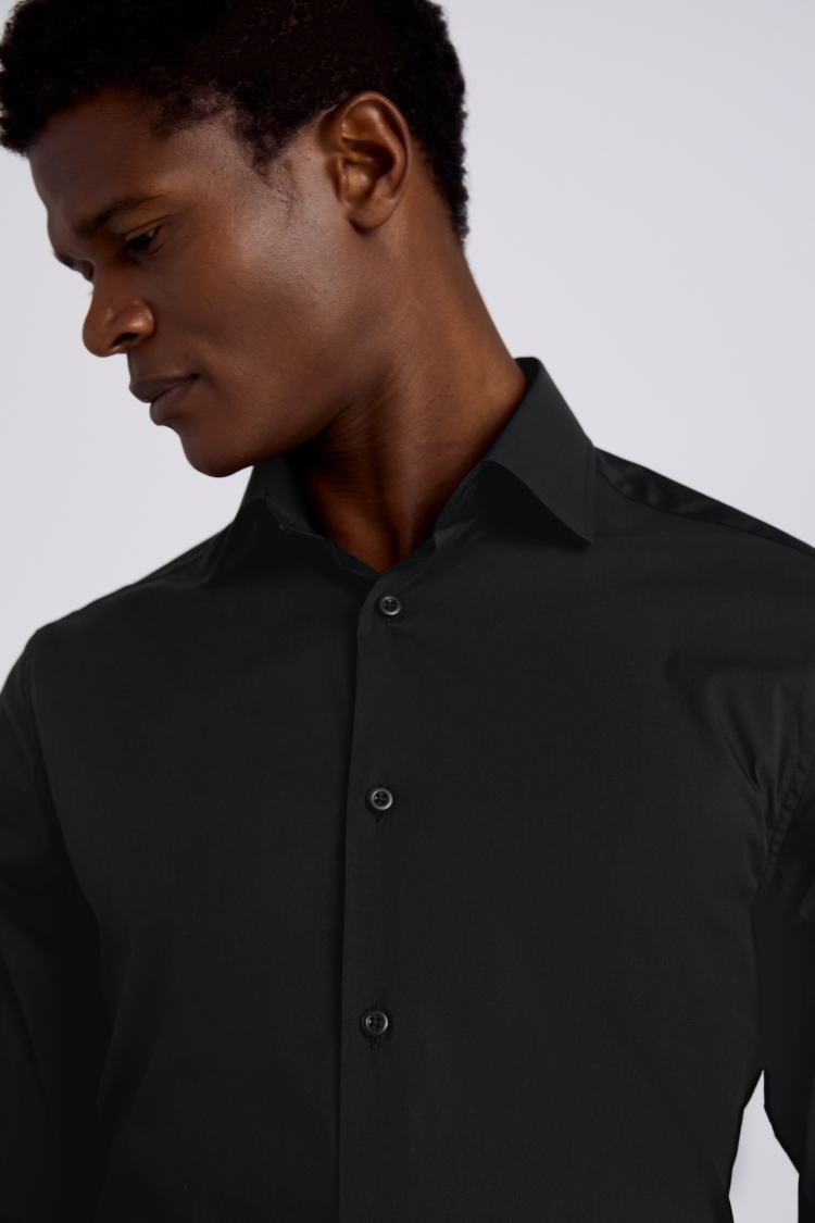 Tailored Fit Black Performance Stretch Shirt
