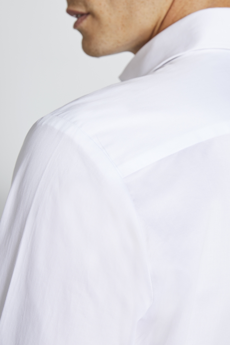 Tailored Fit White Satin Weave Shirt 