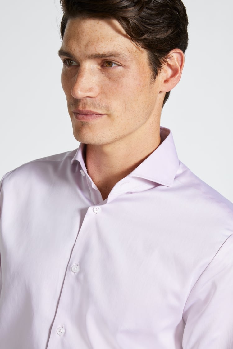 Tailored Fit Pink Satin Weave Shirt 