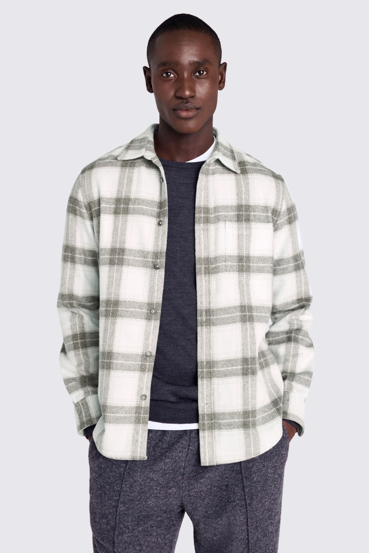 Tailored Fit Grey Check Overshirt. | Buy Online at Moss